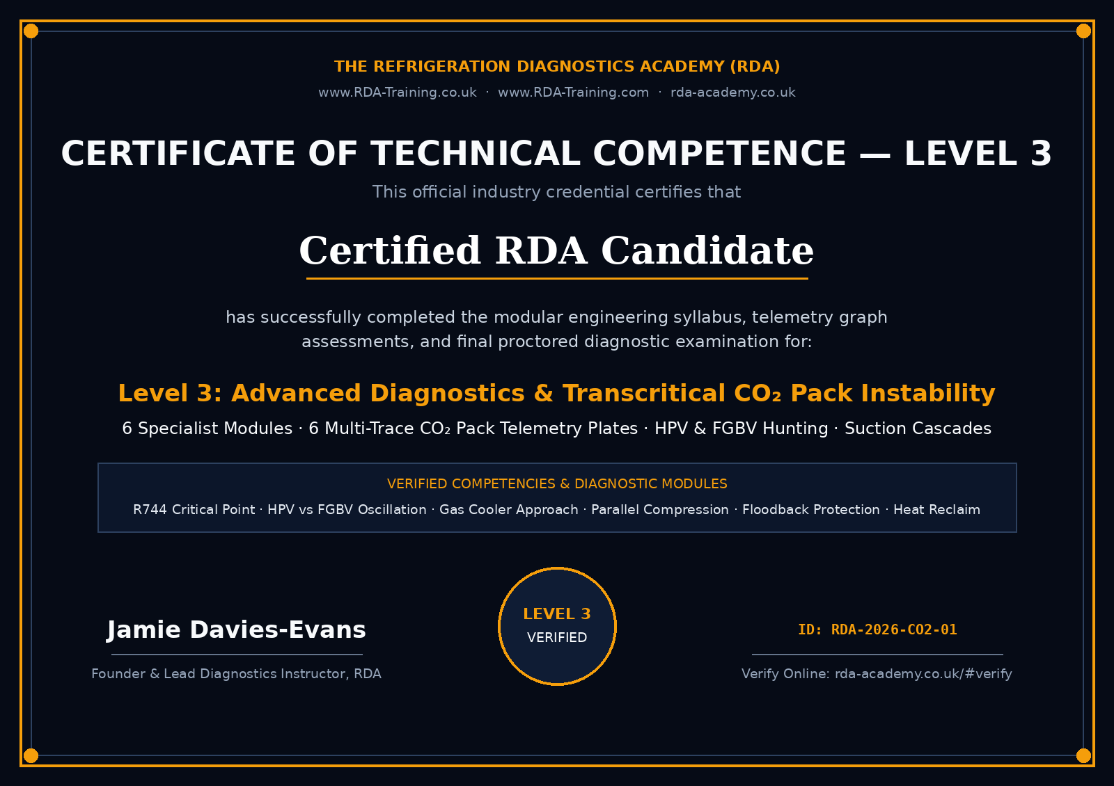 RDA Level 3 Certificate Preview